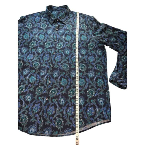Tasso Elba midnight blue paisley 100% cotton button down shirt - XXL - Picture 6 of 8